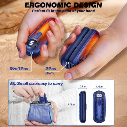 Portable Rechargeable Hand Warmers with LED Display – Pack of 2