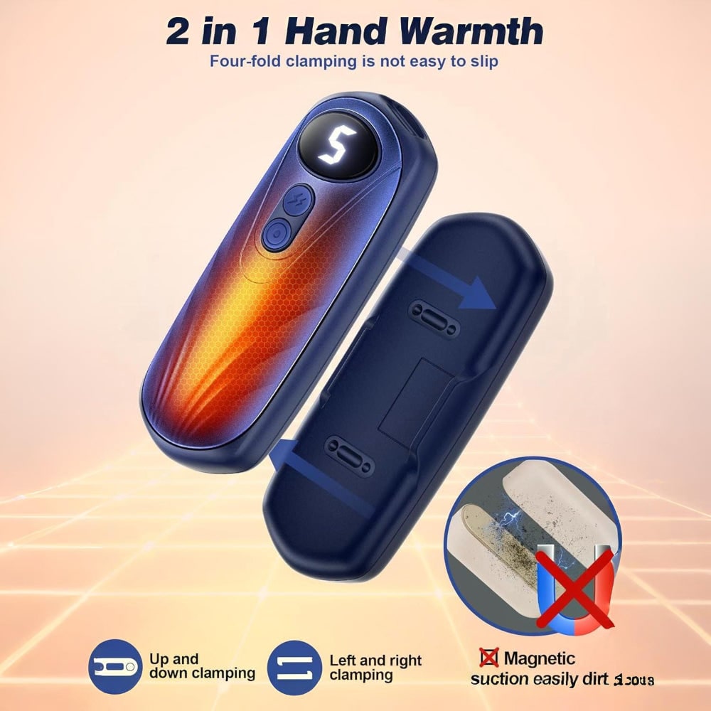 Portable Rechargeable Hand Warmers with LED Display – Pack of 2