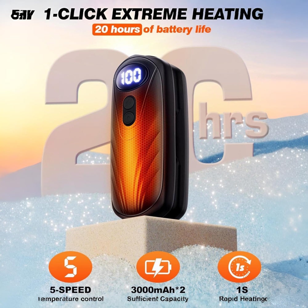 Portable Rechargeable Hand Warmers with LED Display – Pack of 2