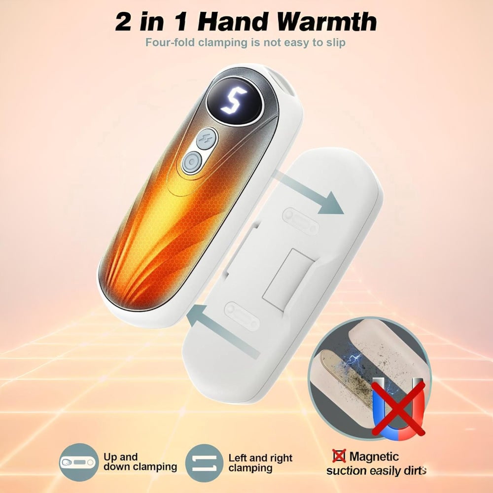 Portable Rechargeable Hand Warmers with LED Display – Pack of 2