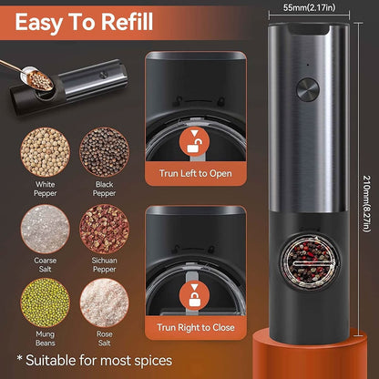 Rechargeable Electric Salt and Pepper Grinder Set