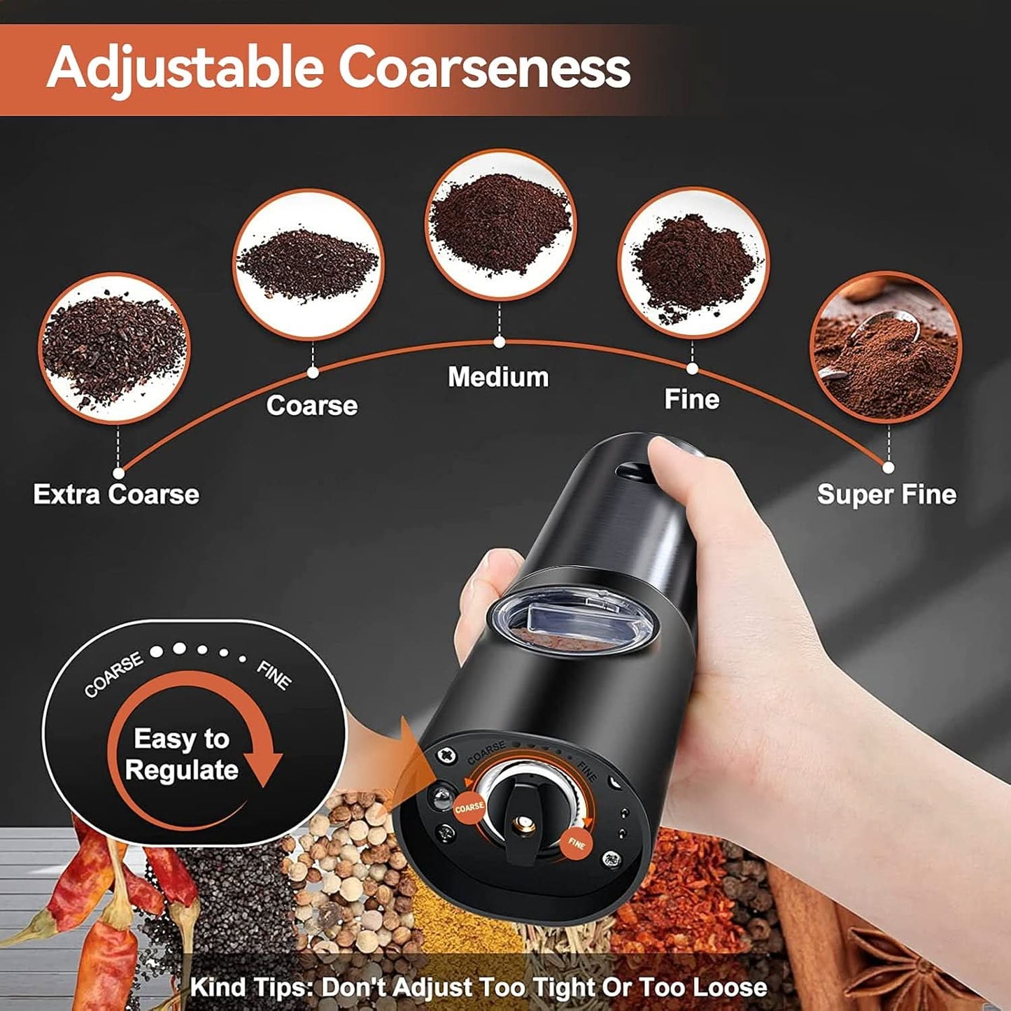 Rechargeable Electric Salt and Pepper Grinder Set