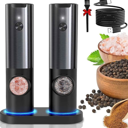 Rechargeable Electric Salt and Pepper Grinder Set