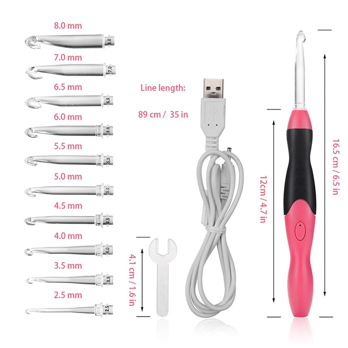 Rechargeable Glow Crochet Hooks Set