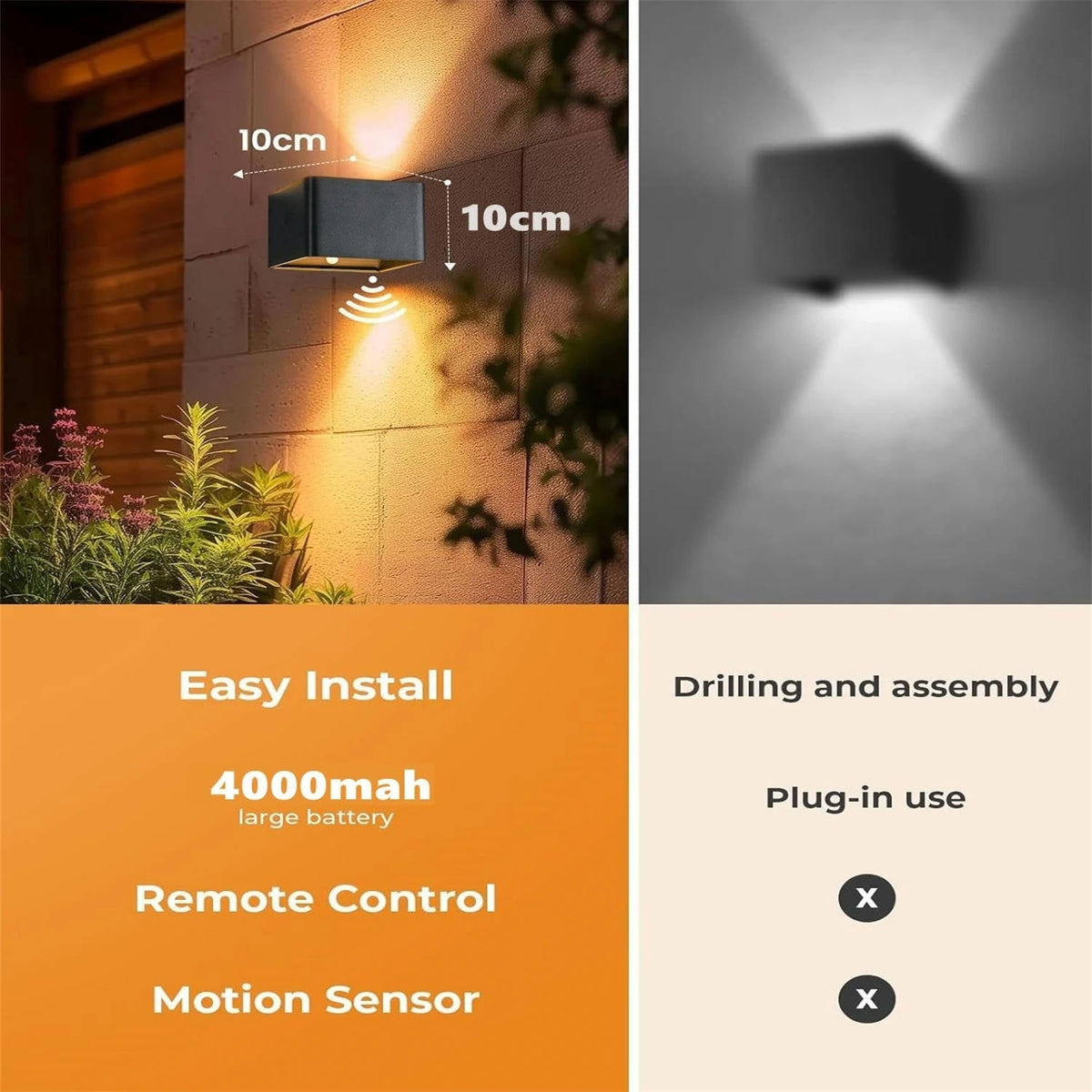 Wireless Motion-Activated LED Wall Sconce with Remote Control
