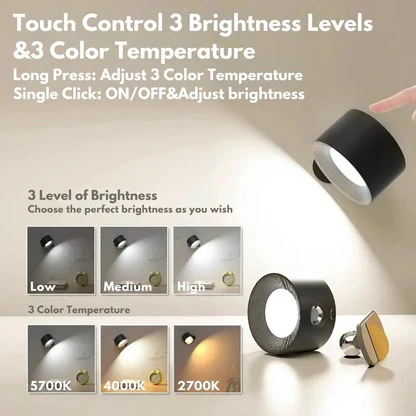 Versatile Wireless LED Wall Light with 360° Magnetic Mount