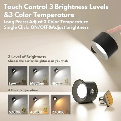 Versatile Wireless Sconce with 360° Rotating LED Light