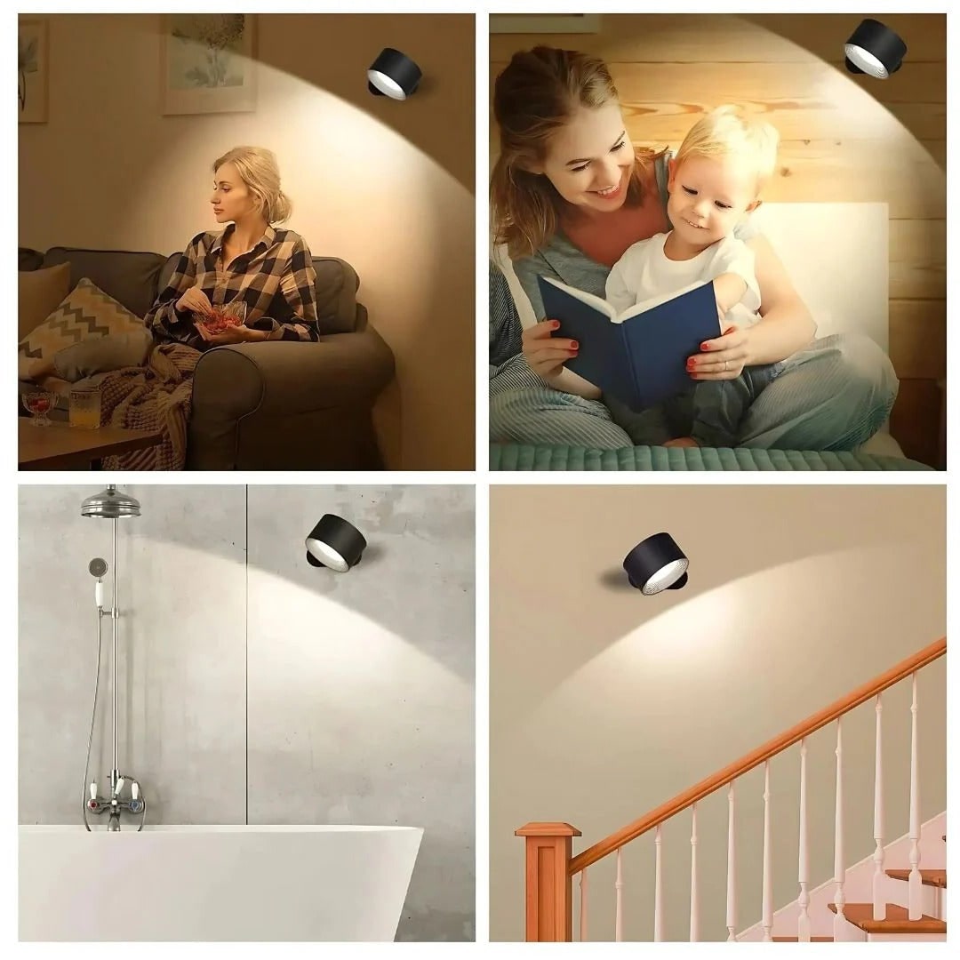 Versatile Wireless Sconce with 360° Rotating LED Light