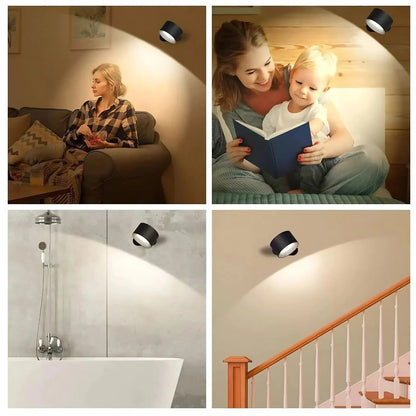 Versatile Wireless Sconce with 360° Rotating LED Light