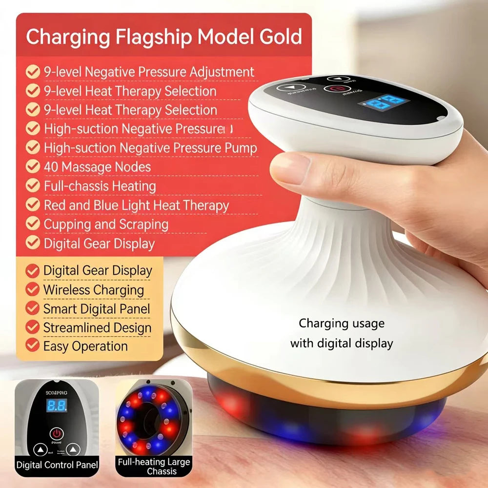 Heated Electric Cupping Massage Device for Muscle Tension Relief