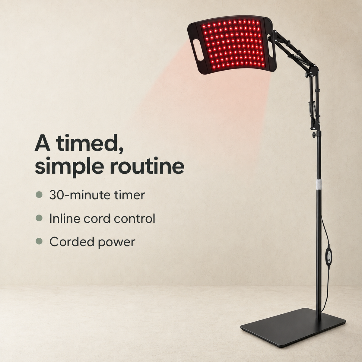 Adjustable Red Light Therapy Lamp Panel | Near Infrared 660nm & 850nm, 30-Minute Timer for Face and Body