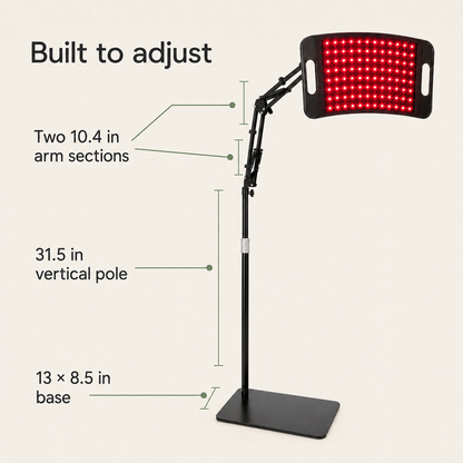 Adjustable Red Light Therapy Lamp Panel | Near Infrared 660nm & 850nm, 30-Minute Timer for Face and Body