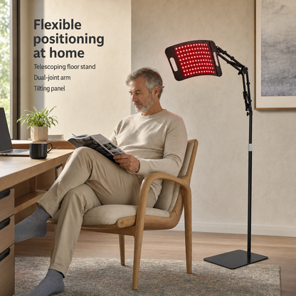 Adjustable Red Light Therapy Lamp Panel | Near Infrared 660nm & 850nm, 30-Minute Timer for Face and Body