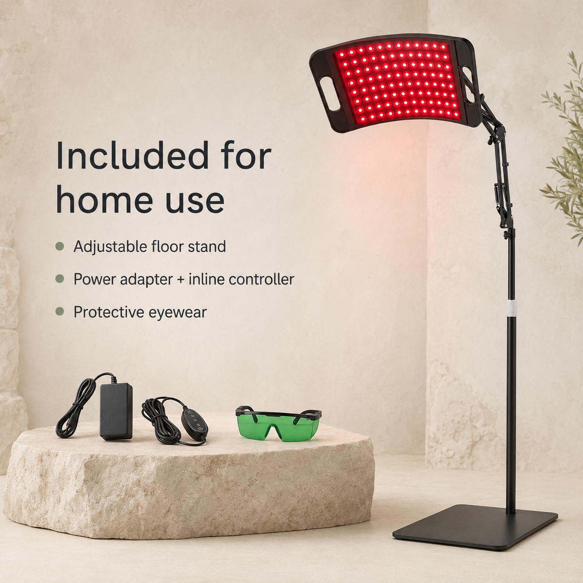 Adjustable Red Light Therapy Lamp Panel | Near Infrared 660nm & 850nm, 30-Minute Timer for Face and Body
