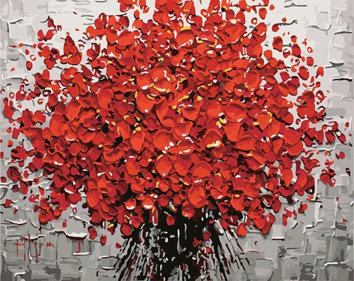 Paint-By-Number Kit Featuring a Bountiful Floral Design