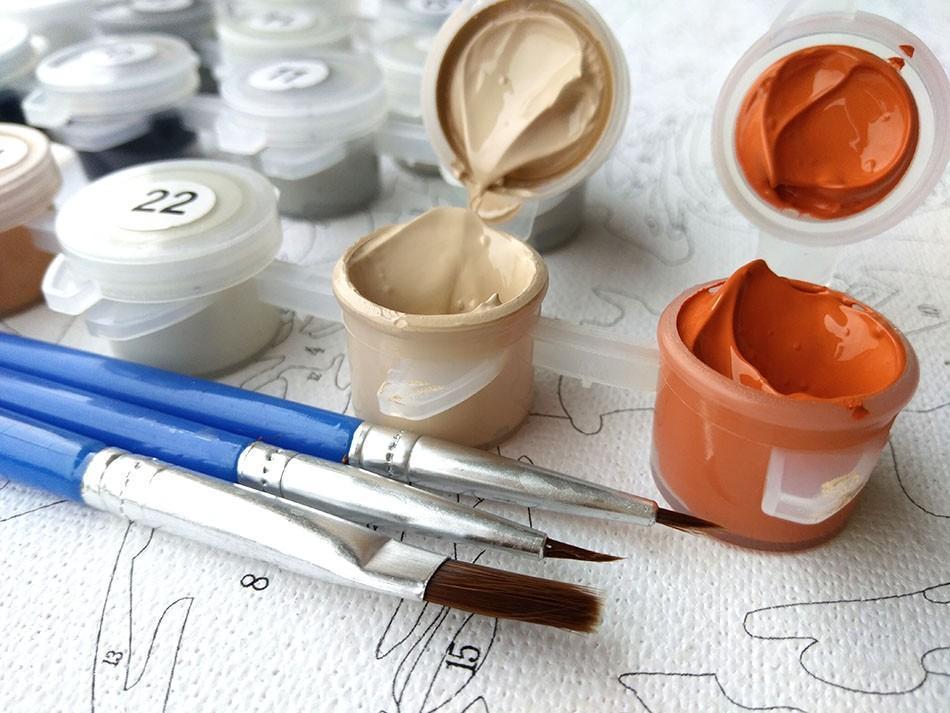 Paint-By-Number Kit Featuring a Bountiful Floral Design