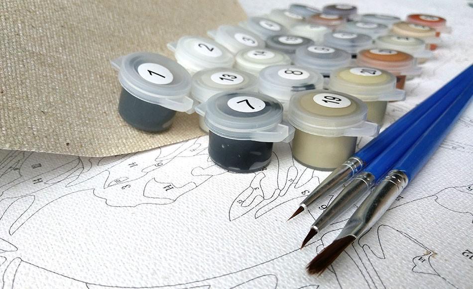 Paint-By-Number Kit Featuring a Bountiful Floral Design