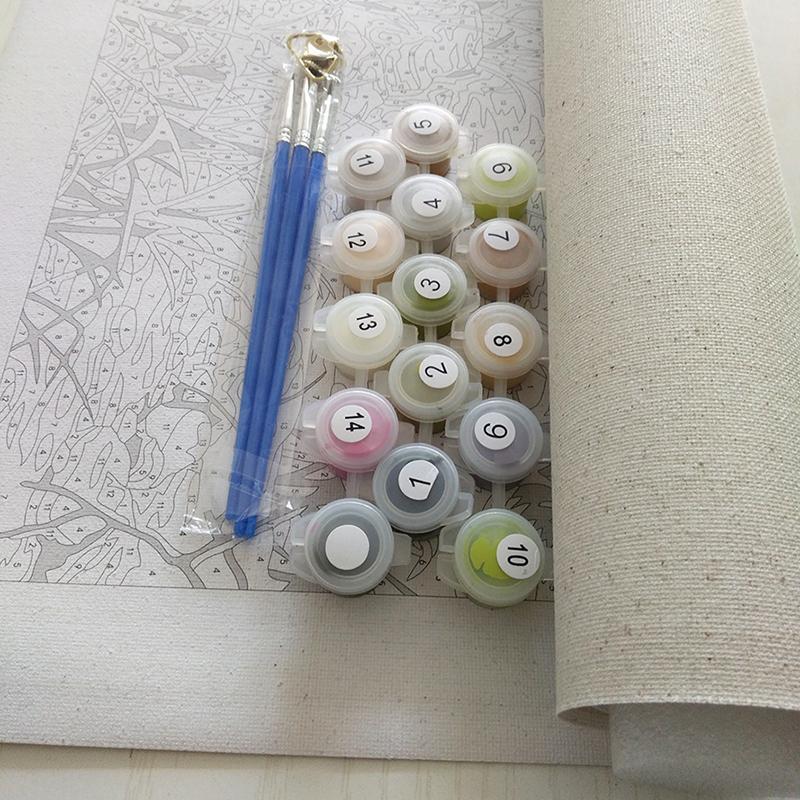 Paint-By-Number Kit Featuring a Bountiful Floral Design