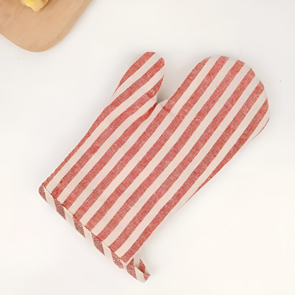 Striped Heat-Resistant Oven Mittens – Non-Slip Kitchen Gloves