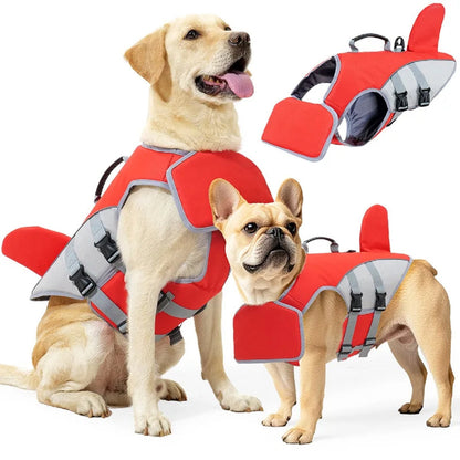 Adjustable Pet Safety Vest for Swimming - Dog Life Jacket in Shark Fin Design