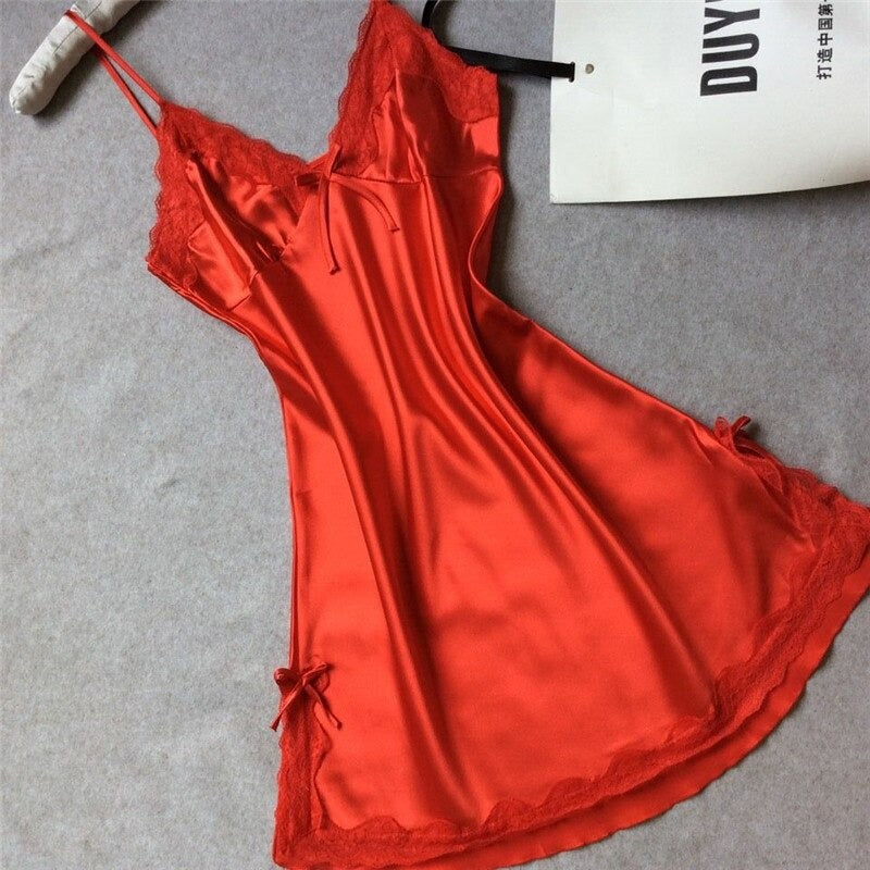 Elegant Satin Lace Nightgown for Women - Charming Comfort
