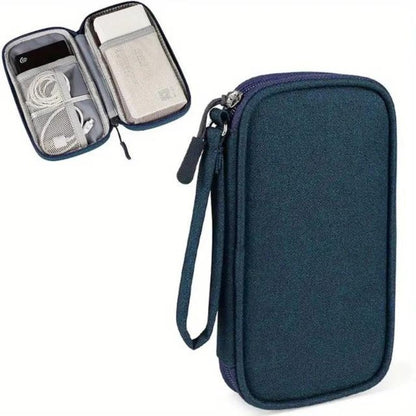 Compact Cable and Charger Organizer Bag with Multiple Pockets, Oxford Fabric, Lightweight and Shockproof