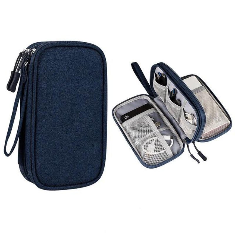 Compact Cable and Charger Organizer Bag with Multiple Pockets, Oxford Fabric, Lightweight and Shockproof