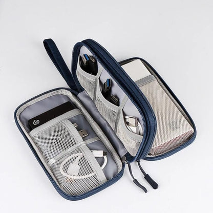 Compact Cable and Charger Organizer Bag with Multiple Pockets, Oxford Fabric, Lightweight and Shockproof