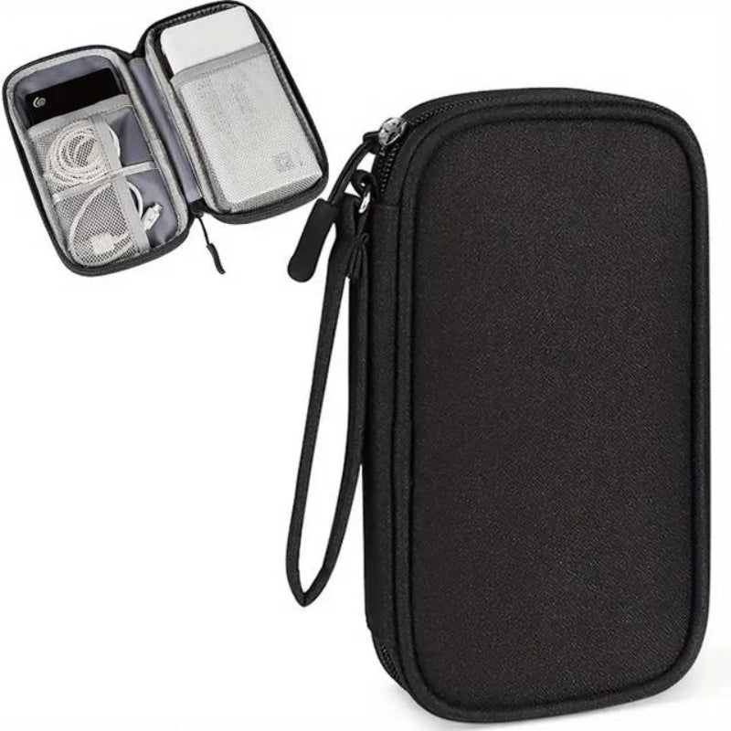 Compact Cable and Charger Organizer Bag with Multiple Pockets, Oxford Fabric, Lightweight and Shockproof