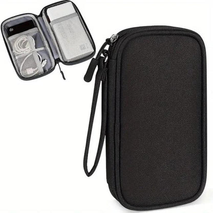 Compact Cable and Charger Organizer Bag with Multiple Pockets, Oxford Fabric, Lightweight and Shockproof