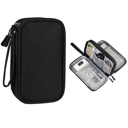 Compact Cable and Charger Organizer Bag with Multiple Pockets, Oxford Fabric, Lightweight and Shockproof
