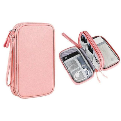 Compact Cable and Charger Organizer Bag with Multiple Pockets, Oxford Fabric, Lightweight and Shockproof