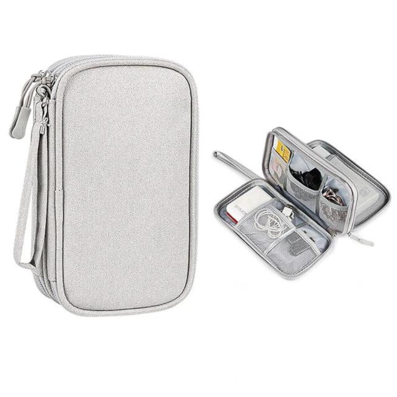 Compact Cable and Charger Organizer Bag with Multiple Pockets, Oxford Fabric, Lightweight and Shockproof