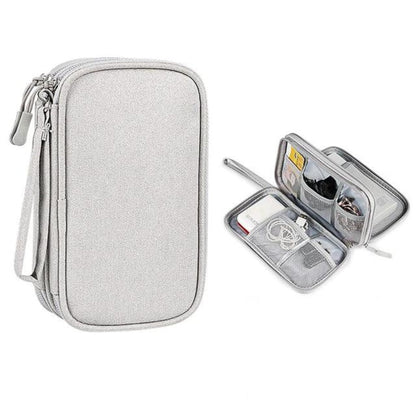Compact Cable and Charger Organizer Bag with Multiple Pockets, Oxford Fabric, Lightweight and Shockproof