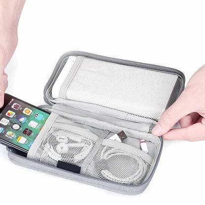 Compact Cable and Charger Organizer Bag with Multiple Pockets, Oxford Fabric, Lightweight and Shockproof