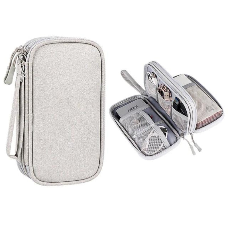 Compact Cable and Charger Organizer Bag with Multiple Pockets, Oxford Fabric, Lightweight and Shockproof