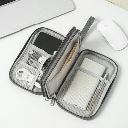 Compact Cable and Charger Organizer Bag with Multiple Pockets, Oxford Fabric, Lightweight and Shockproof