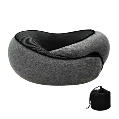 Ergonomic Travel Pillow in Memory Foam with Compression Bag and Strap – 31x26x14 cm for Airplane, Car, and Train