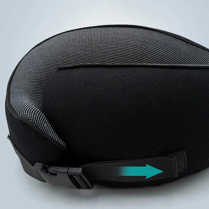 Ergonomic Travel Pillow in Memory Foam with Compression Bag and Strap – 31x26x14 cm for Airplane, Car, and Train