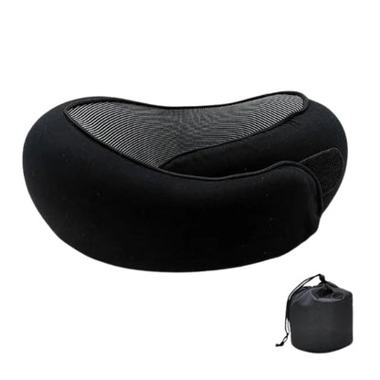 Ergonomic Travel Pillow in Memory Foam with Compression Bag and Strap – 31x26x14 cm for Airplane, Car, and Train