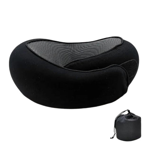 Ergonomic Travel Pillow in Memory Foam with Compression Bag and Strap – 31x26x14 cm for Airplane, Car, and Train