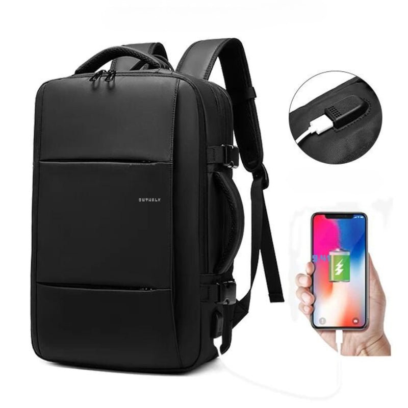 Water-Resistant Expandable Backpack for Travel with USB Port and Laptop Compartment
