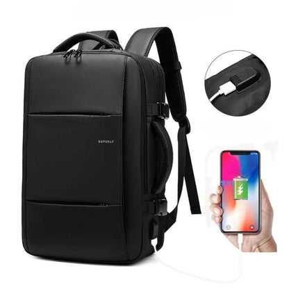 Water-Resistant Expandable Backpack for Travel with USB Port and Laptop Compartment