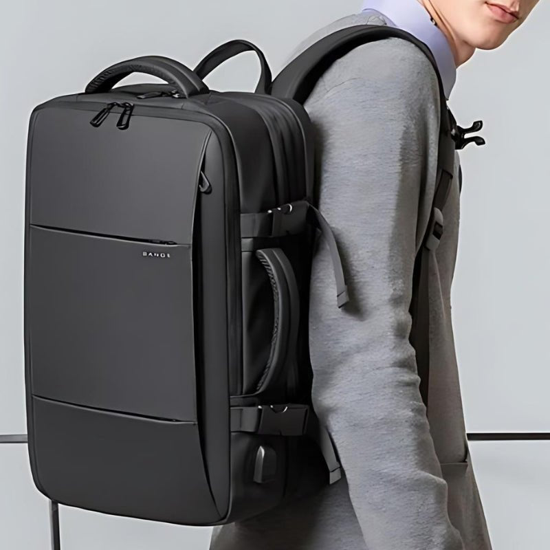 Water-Resistant Expandable Backpack for Travel with USB Port and Laptop Compartment