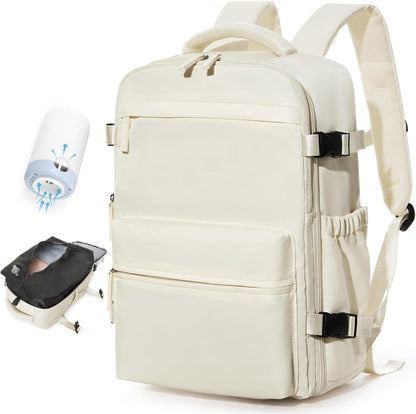 Vacuum Compression Travel Backpack with Electric Pump, 17-Inch Laptop Section, Water-Resistant Oxford Fabric