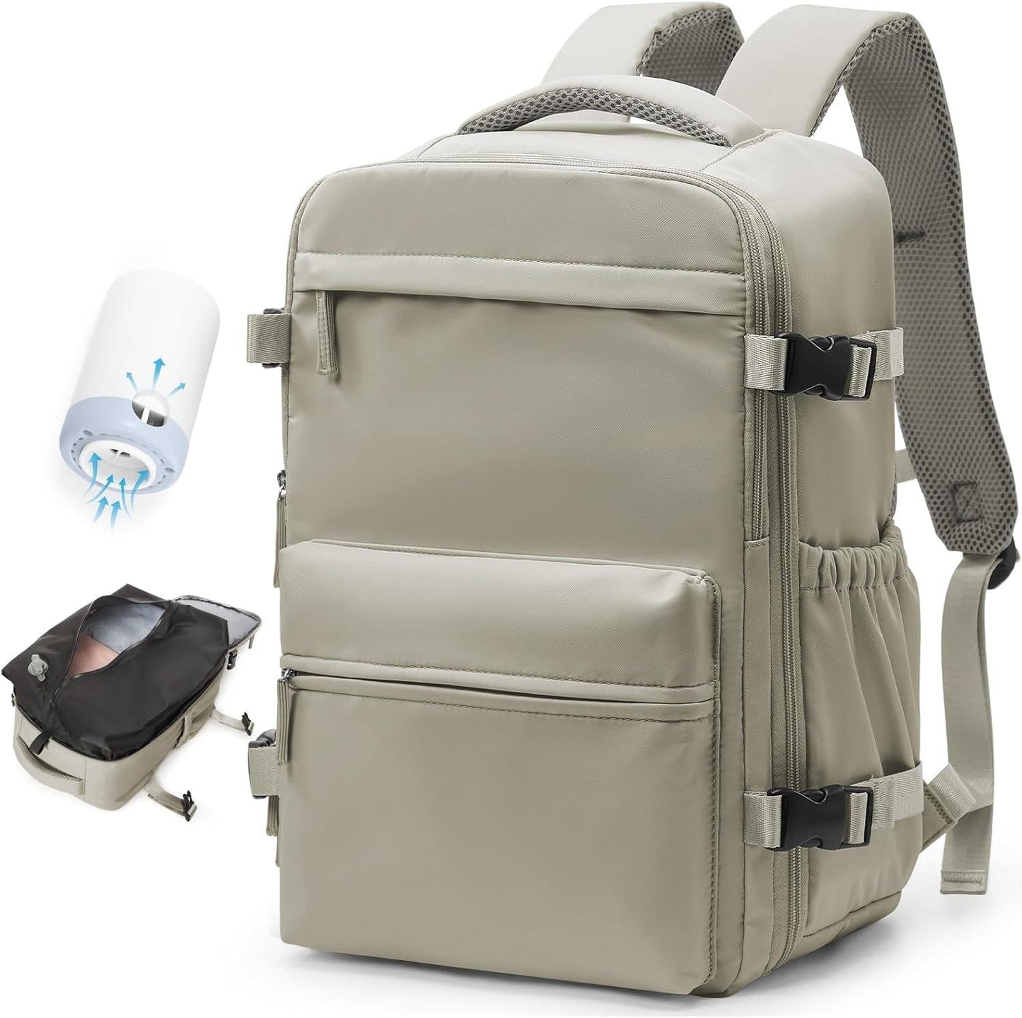 Vacuum Compression Travel Backpack with Electric Pump, 17-Inch Laptop Section, Water-Resistant Oxford Fabric