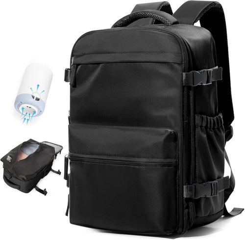 Vacuum Compression Travel Backpack with Electric Pump, 17-Inch Laptop Section, Water-Resistant Oxford Fabric