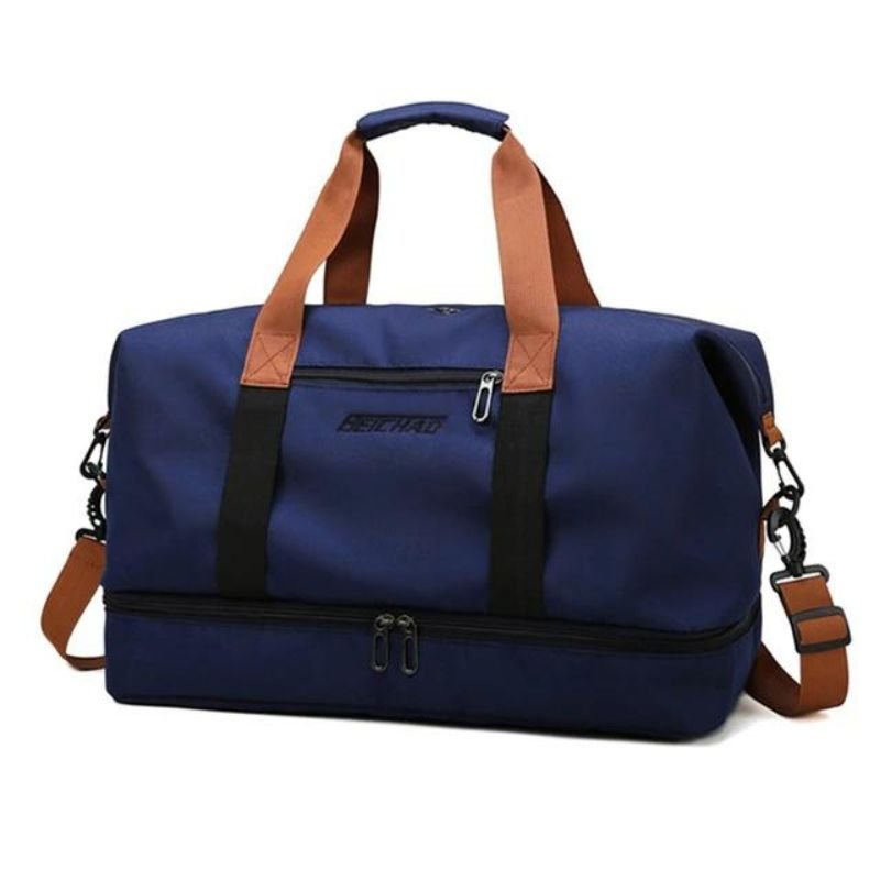 Water-Resistant Oxford Fabric Travel Bag 35L with Shoe Compartment and Shoulder Strap