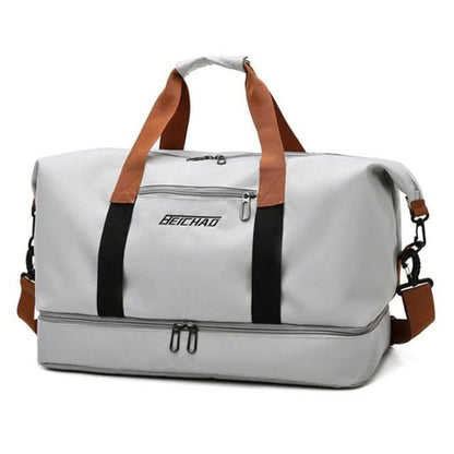 Water-Resistant Oxford Fabric Travel Bag 35L with Shoe Compartment and Shoulder Strap