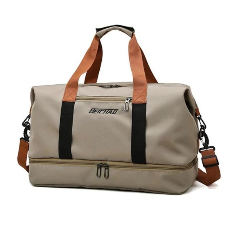 Water-Resistant Oxford Fabric Travel Bag 35L with Shoe Compartment and Shoulder Strap